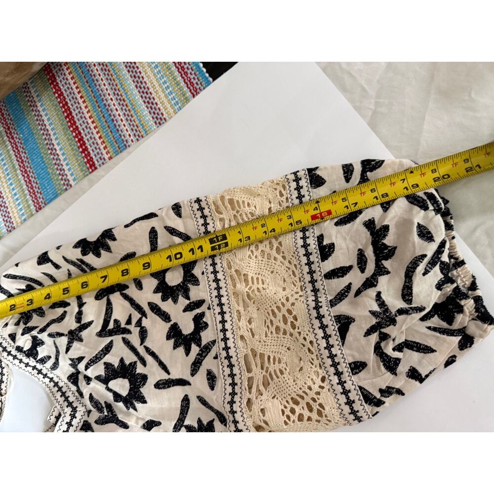 Christain Siriano New York boho puff sleeve square neck linen blend L SZ Large - Picture 12 of 12